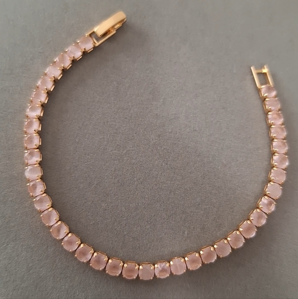 Pink Opal Cushion Shape tennis bracelet